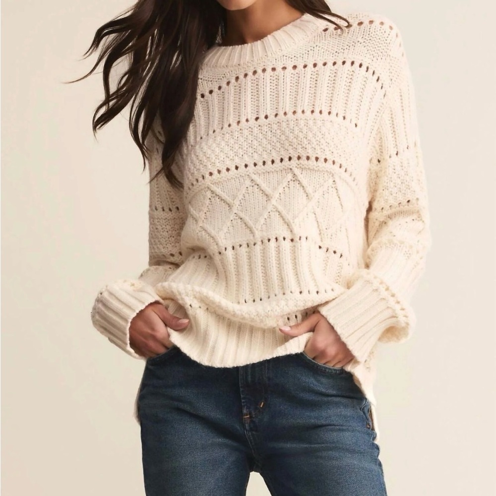 Z Supply Cento Cream Cable Knit Sweater